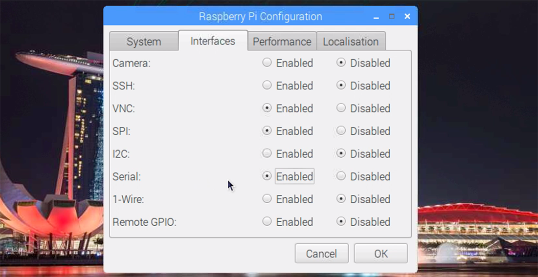 Enable serial console access with the desktop UI